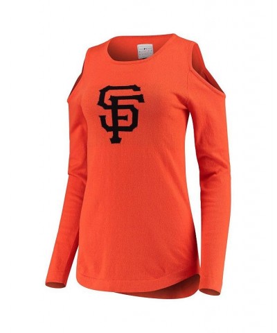 Women's Orange San Francisco Giants Logo Cold Shoulder Sweater Orange $32.20 Sweaters