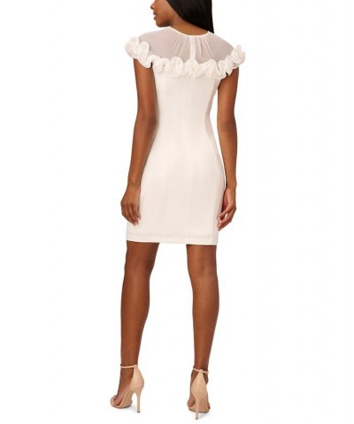 Women's Ruffle-Trim Crepe Sheath Dress Ivory $77.49 Dresses