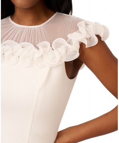 Women's Ruffle-Trim Crepe Sheath Dress Ivory $77.49 Dresses