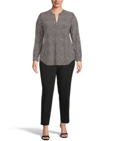 Plus Size Dot-Print Split-Neck Top Anne Black/Anne White $33.87 Tops