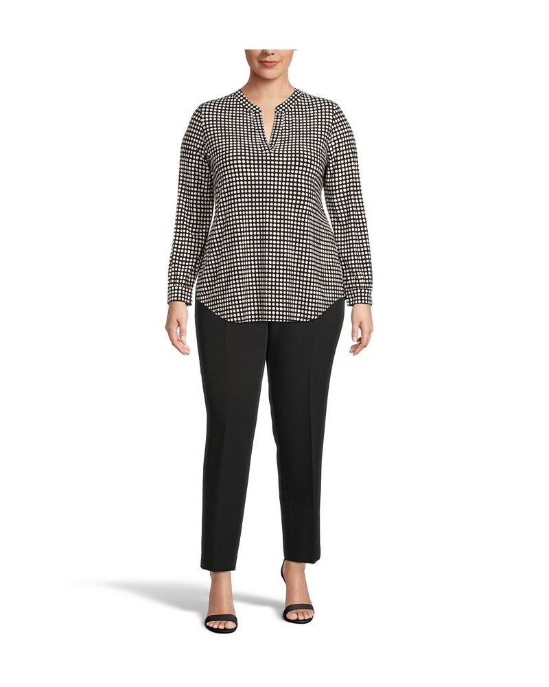 Plus Size Dot-Print Split-Neck Top Anne Black/Anne White $33.87 Tops