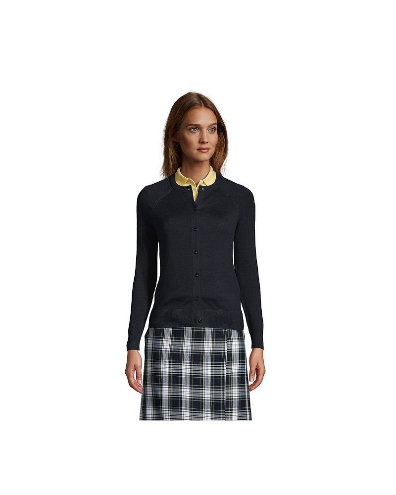 School Uniform Women's Cotton Modal Cardigan Sweater Black $30.57 Sweaters