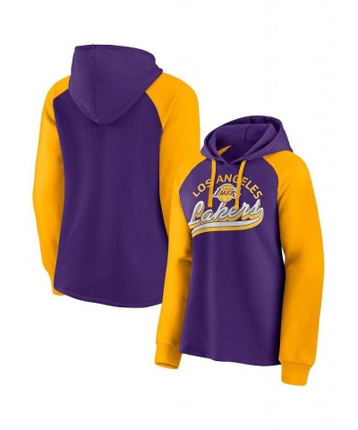 Women's Branded Purple and Gold-Tone Los Angeles Lakers Record Holder Raglan Pullover Hoodie Purple, Gold $36.00 Sweatshirts