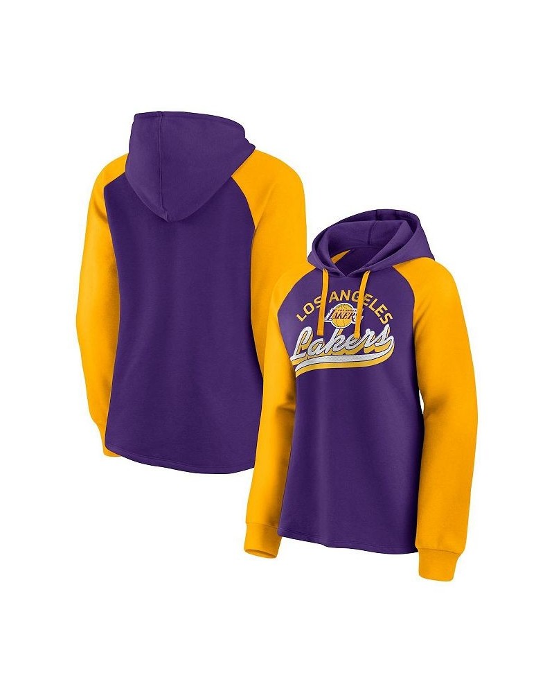 Women's Branded Purple and Gold-Tone Los Angeles Lakers Record Holder Raglan Pullover Hoodie Purple, Gold $36.00 Sweatshirts