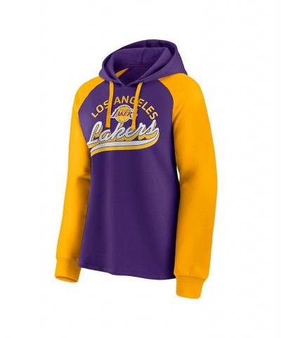 Women's Branded Purple and Gold-Tone Los Angeles Lakers Record Holder Raglan Pullover Hoodie Purple, Gold $36.00 Sweatshirts