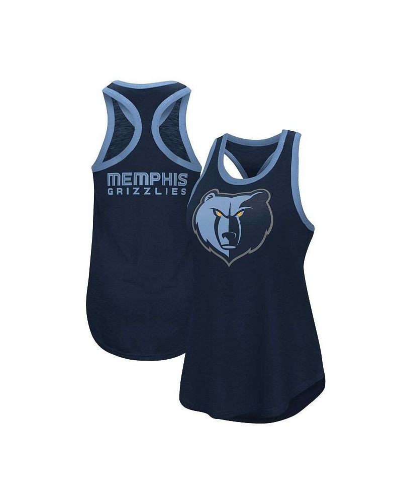 Women's Navy Memphis Grizzlies Showdown Scoop-Neck Racerback Tank Top Navy $21.59 Tops