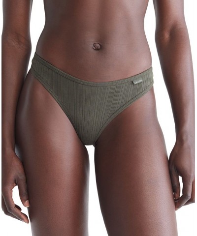 Women's Ribbed Thong QD3884 Green $9.69 Panty