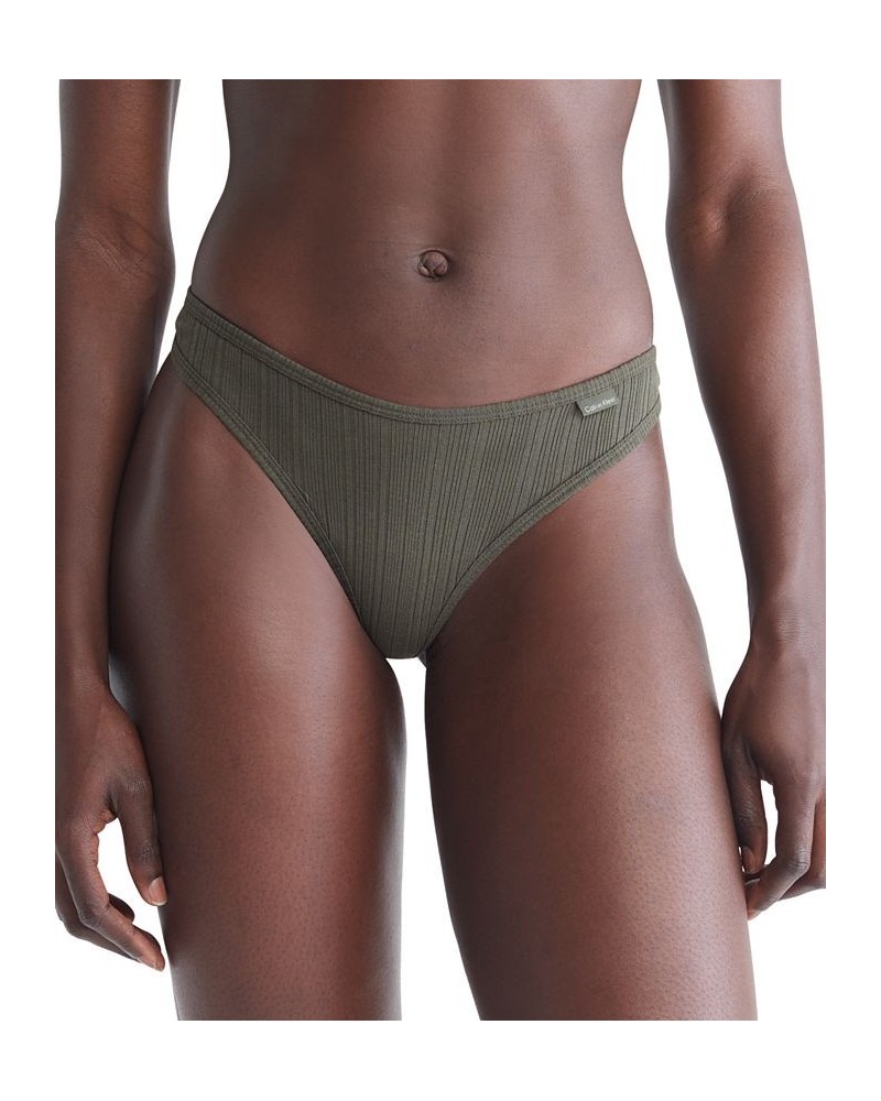 Women's Ribbed Thong QD3884 Green $9.69 Panty