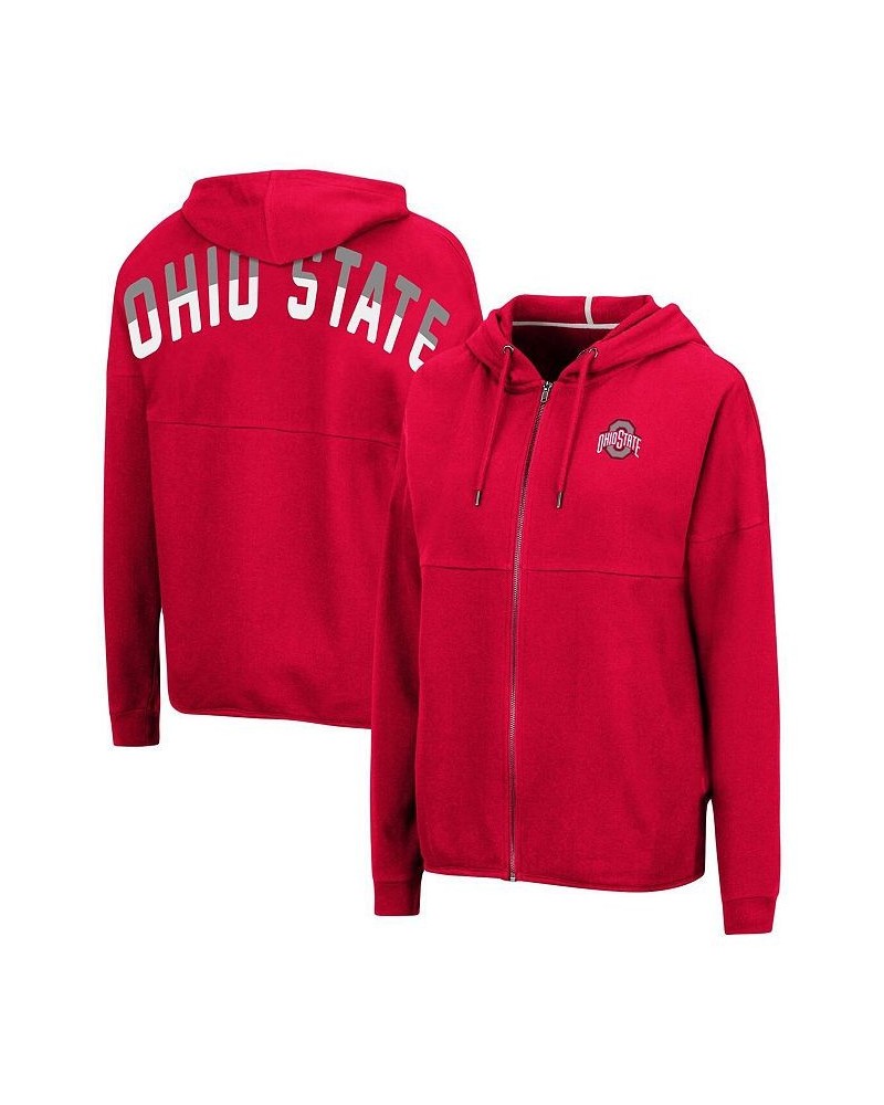 Women's Scarlet Ohio State Buckeyes Two-Hit Full-Zip Hoodie Scarlet $28.60 Sweatshirts