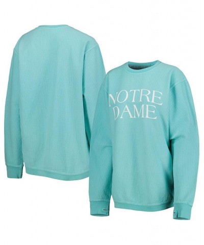 Women's Mint Notre Dame Fighting Irish Comfy Cord Bar Print Pullover Sweatshirt Mint $43.99 Sweatshirts