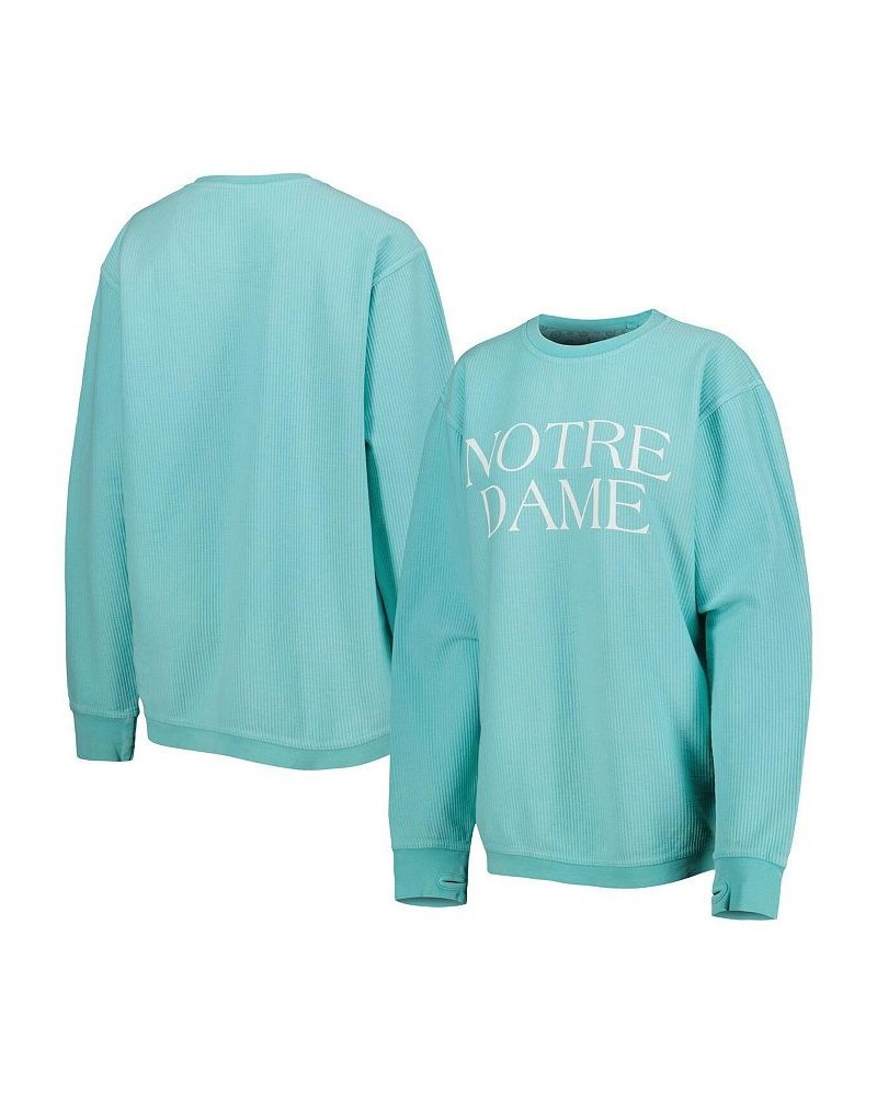 Women's Mint Notre Dame Fighting Irish Comfy Cord Bar Print Pullover Sweatshirt Mint $43.99 Sweatshirts