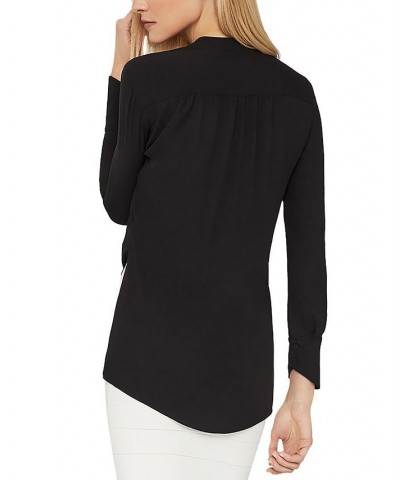 Drape-Front Blouse Black $33.82 Tops