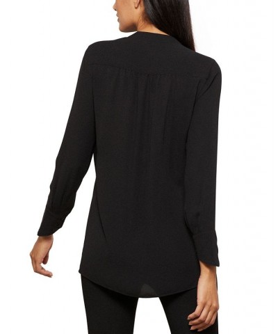 Drape-Front Blouse Black $33.82 Tops