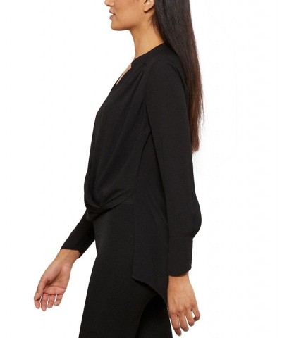 Drape-Front Blouse Black $33.82 Tops