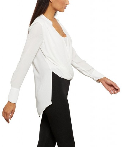 Drape-Front Blouse Black $33.82 Tops