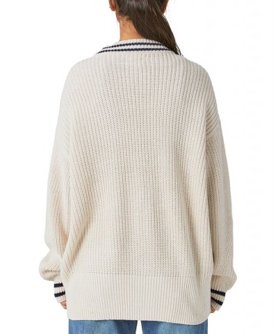 Women's Textured Varsity Cardigan White $47.73 Sweaters