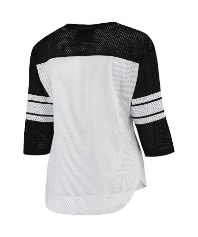 Women's White and Black Pittsburgh Steelers First Team Three-Quarter Sleeve Mesh T-shirt White, Black $24.20 Tops