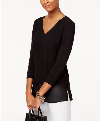 Women's Layered-Look Tunic Top Regular & Petite Sizes Black $34.32 Tops