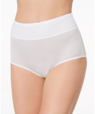 Warners No Pinching No Problems Dig-Free Comfort Waist with Lace Microfiber Brief RS7401P White $8.25 Panty