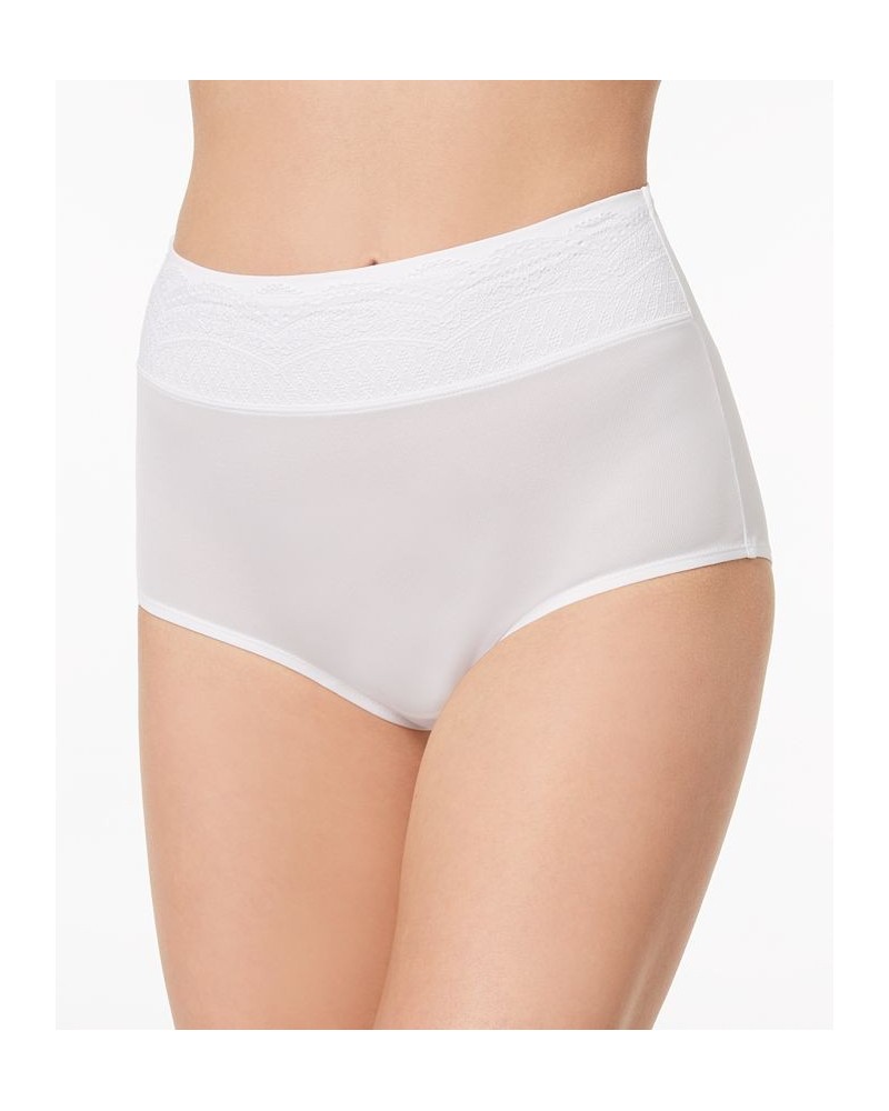 Warners No Pinching No Problems Dig-Free Comfort Waist with Lace Microfiber Brief RS7401P White $8.25 Panty