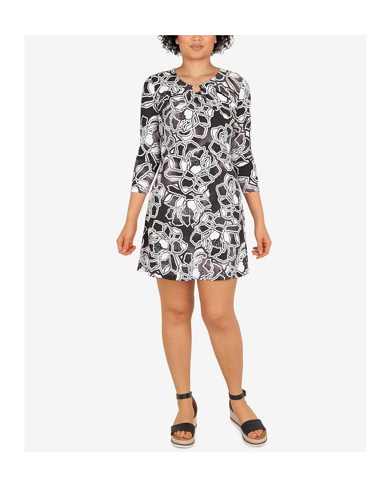 Petite Ombre Bold Bloom Print Dress Black $34.04 Dresses