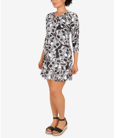 Petite Ombre Bold Bloom Print Dress Black $34.04 Dresses