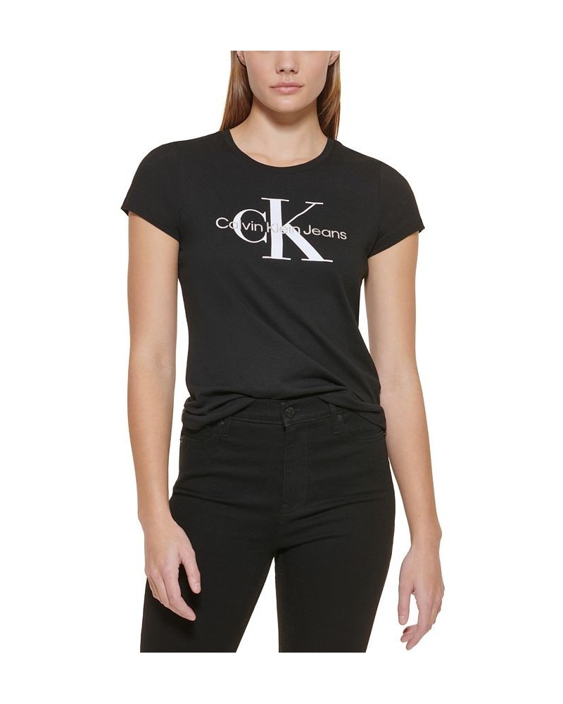 Petite Foil Monogram Logo T-Shirt Black $14.28 Tops