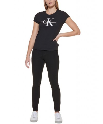 Petite Foil Monogram Logo T-Shirt Black $14.28 Tops