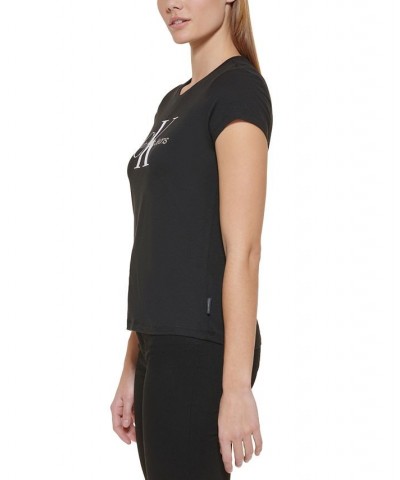 Petite Foil Monogram Logo T-Shirt Black $14.28 Tops