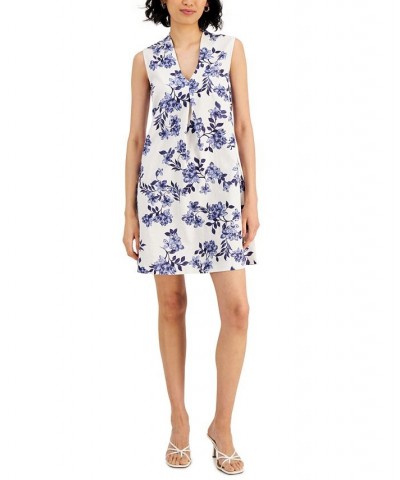 Petite Floral-Print Sleeveless Shift Dress Denim $37.92 Dresses