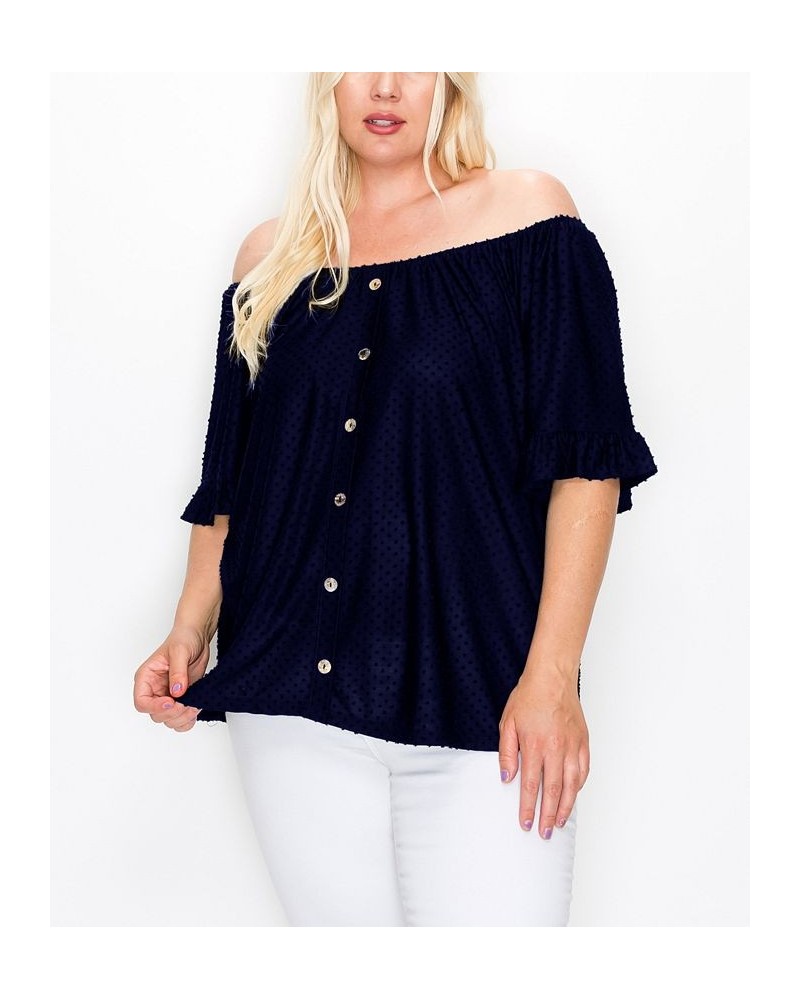 Plus Size Swiss Dot Jersey Top Blue $28.00 Tops