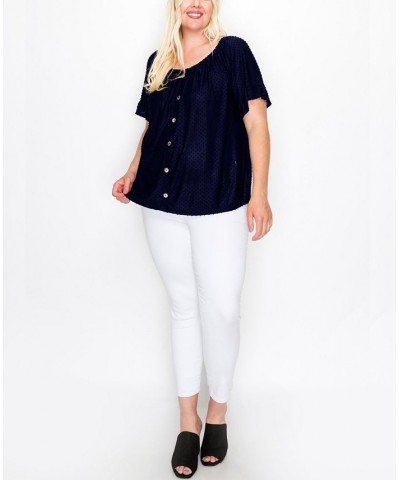 Plus Size Swiss Dot Jersey Top Blue $28.00 Tops