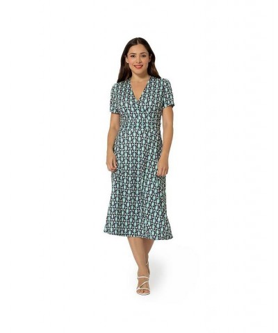 Women's Amiya Midi Perfect Wrap Dress Capri blue radiance $47.40 Dresses