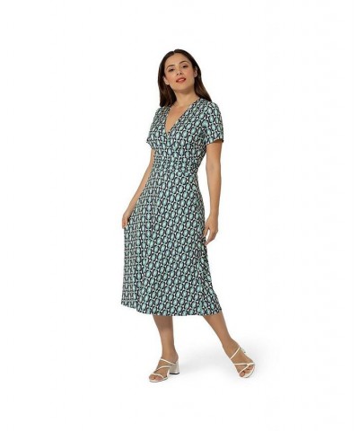 Women's Amiya Midi Perfect Wrap Dress Capri blue radiance $47.40 Dresses