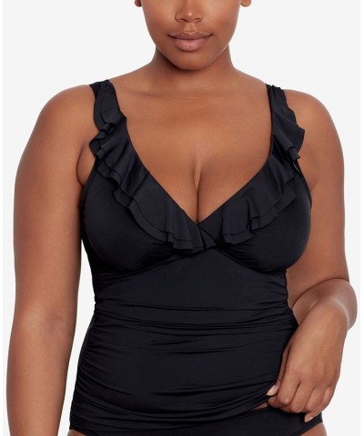 Beach Club Ruffle Tankini Top & Beach Club Hipster Bikini Bottoms Black $49.45 Swimsuits