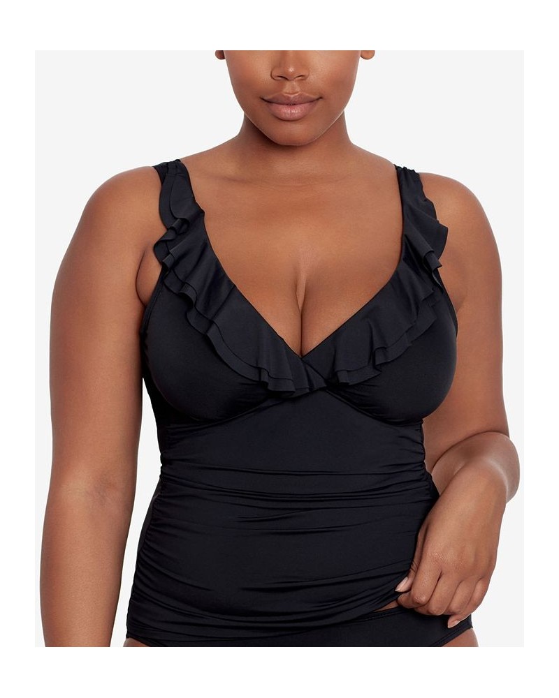 Beach Club Ruffle Tankini Top & Beach Club Hipster Bikini Bottoms Black $49.45 Swimsuits