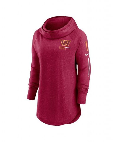 Women's Burgundy Washington Commanders Minimal Statement Raglan Funnel Neck Pullover Hoodie Red $30.75 Sweatshirts