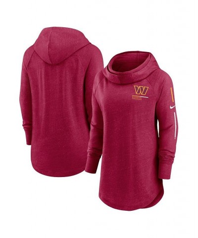 Women's Burgundy Washington Commanders Minimal Statement Raglan Funnel Neck Pullover Hoodie Red $30.75 Sweatshirts