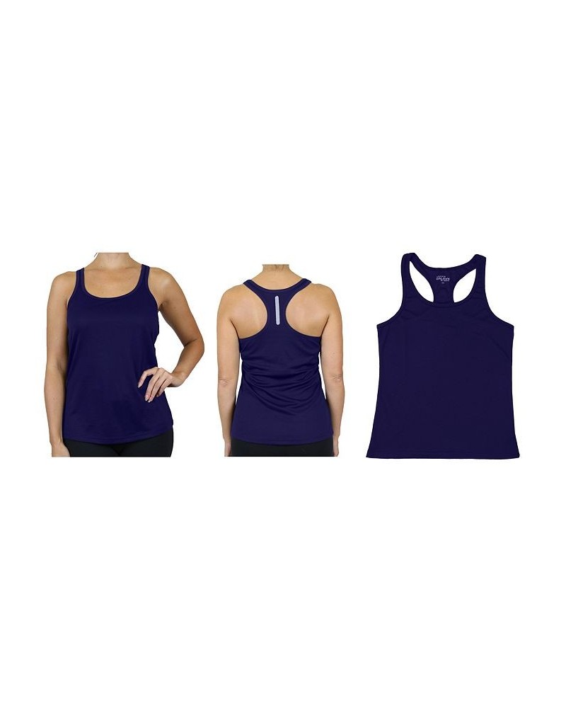 Women's Moisture Wicking Racerback Tanks Blue $14.16 Tops