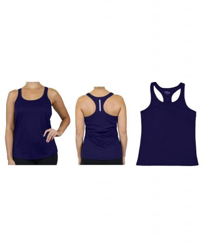 Women's Moisture Wicking Racerback Tanks Blue $14.16 Tops