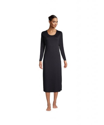 Women's Tall Supima Cotton Long Sleeve Midcalf Nightgown Deep sea navy $42.87 Sleepwear