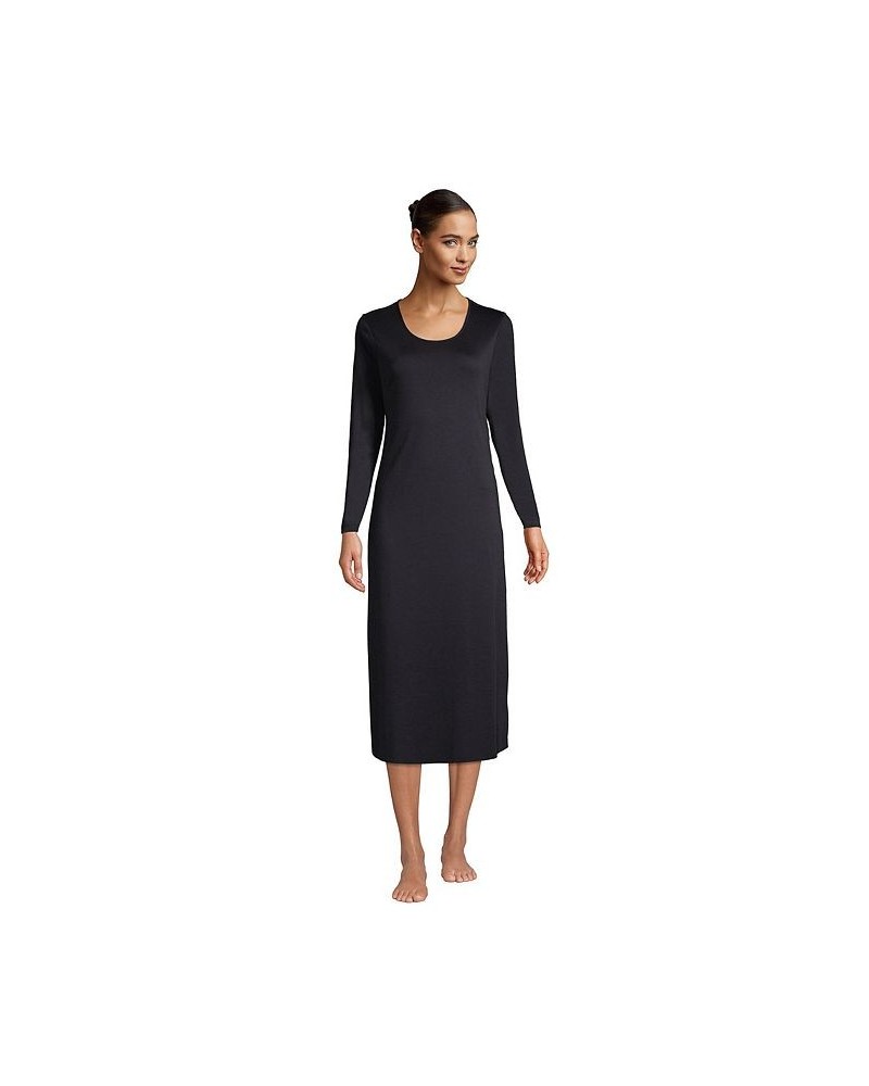 Women's Tall Supima Cotton Long Sleeve Midcalf Nightgown Deep sea navy $42.87 Sleepwear