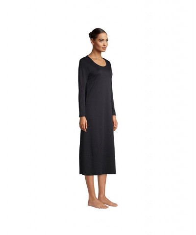 Women's Tall Supima Cotton Long Sleeve Midcalf Nightgown Deep sea navy $42.87 Sleepwear