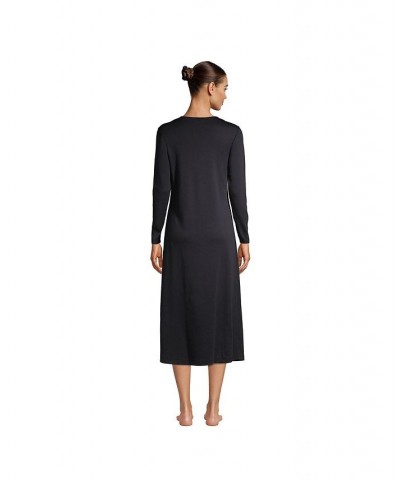 Women's Tall Supima Cotton Long Sleeve Midcalf Nightgown Deep sea navy $42.87 Sleepwear