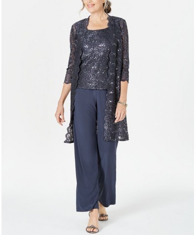 3-Pc. Sequined Lace Pantsuit & Jacket Coal $55.60 Dresses