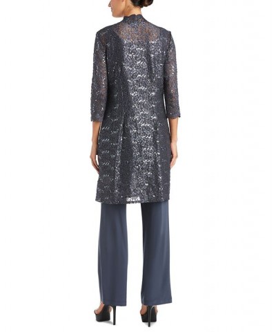 3-Pc. Sequined Lace Pantsuit & Jacket Coal $55.60 Dresses