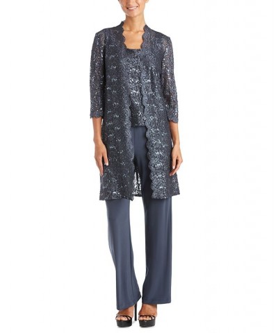 3-Pc. Sequined Lace Pantsuit & Jacket Coal $55.60 Dresses