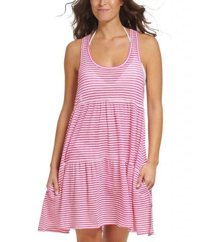 Striped Tank Cover-Up Pink $36.96 Swimsuits