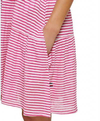 Striped Tank Cover-Up Pink $36.96 Swimsuits