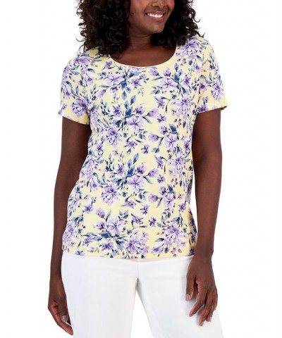 Women's Tulerie Toss Printed Knit Top Yellow $11.59 Tops